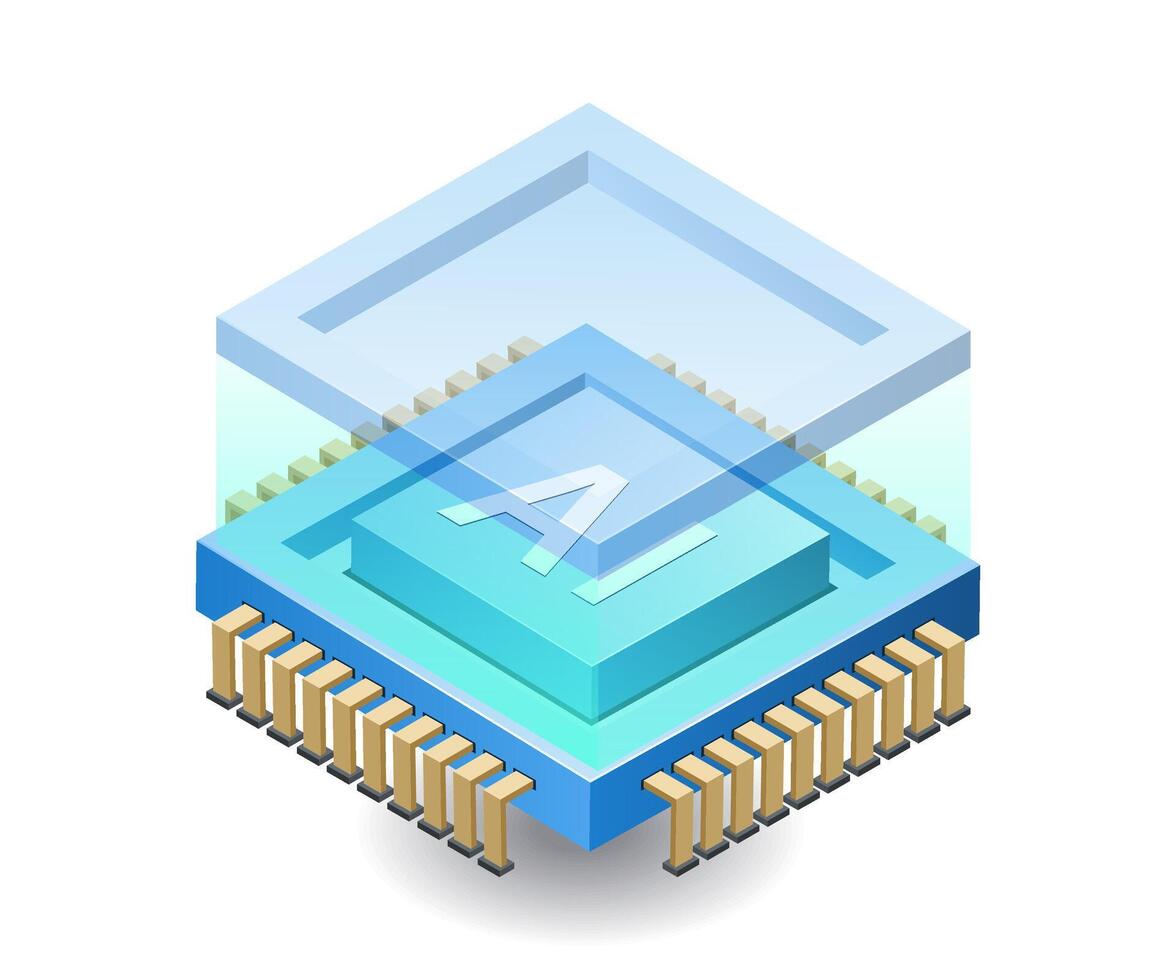 künstlich Intelligenz Technologie Schutz Infografik 3d Illustration eben isometrisch vektor