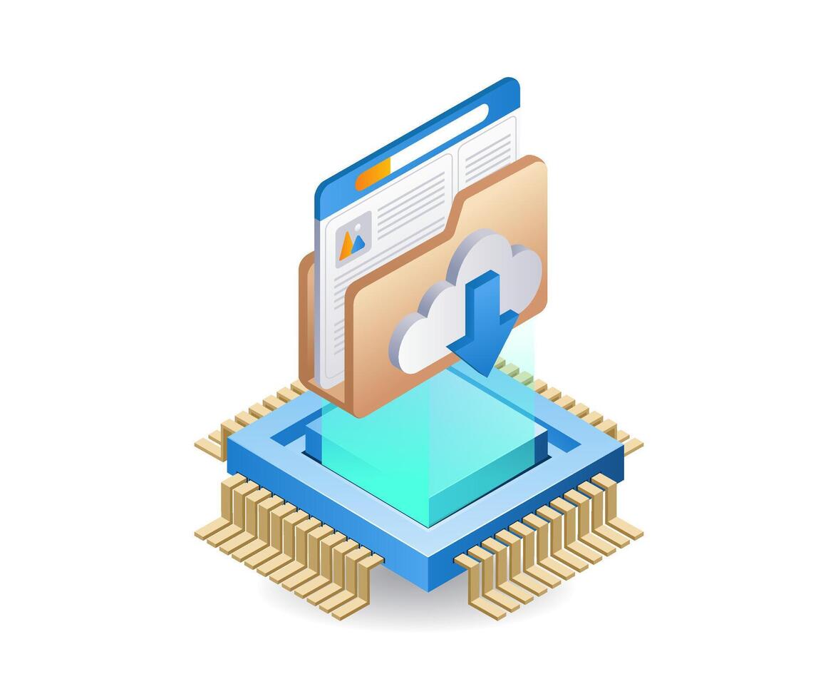 data mapp server Centrum infographic 3d illustration platt isometrisk vektor