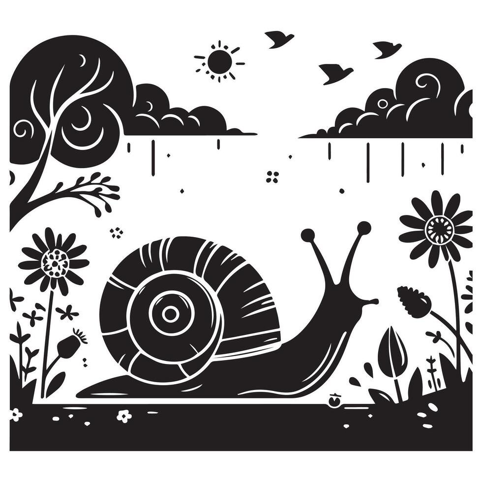 Schnecke Silhouette eben Illustration. vektor