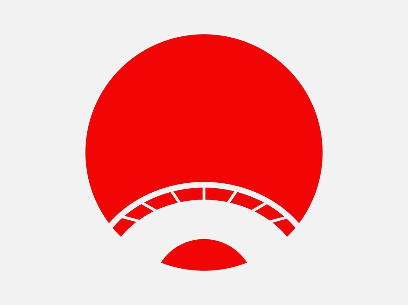 siluett av traditionell japansk bro på japansk flaggbakgrund vektor