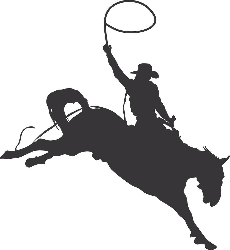 Cowboy Silhouette. Cowboy Rodeo mit Seil. isoliert auf Weiß Hintergrund vektor