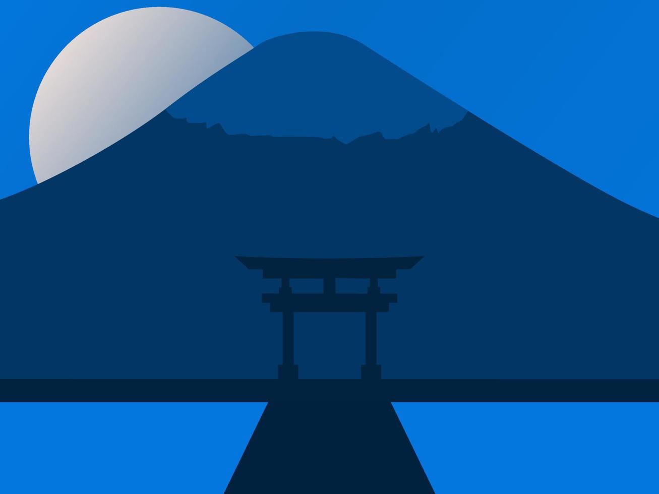 japanischer Kulturtag Hintergrund oder Grußkartendesign. Illustration des japanischen Tors mit Mount Fuji und Vollmondhintergrund und Kopienraum. geeignet, um Inhalte mit diesem Thema zu platzieren. vektor