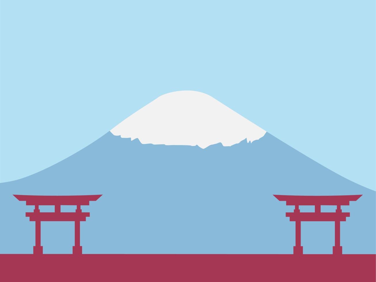 japanischer Kulturtag Hintergrund oder Grußkartendesign. Illustration eines japanischen Tors mit Mount Fuji im Hintergrund und einem Kopierbereich. geeignet auf Inhalten mit diesem Thema platziert. vektor