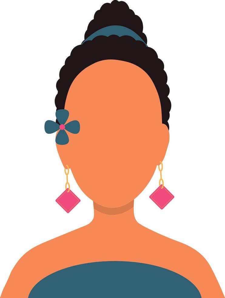 afrikanisch Frauen Benutzerbild im leer Gesicht Design. Porträt Benutzer Profil. isoliert Illustration vektor