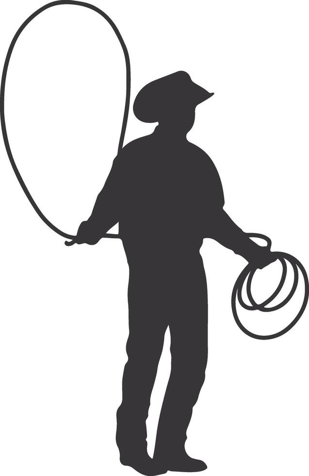 Cowboy Silhouette. Cowboy Rodeo mit Seil. isoliert auf Weiß Hintergrund vektor