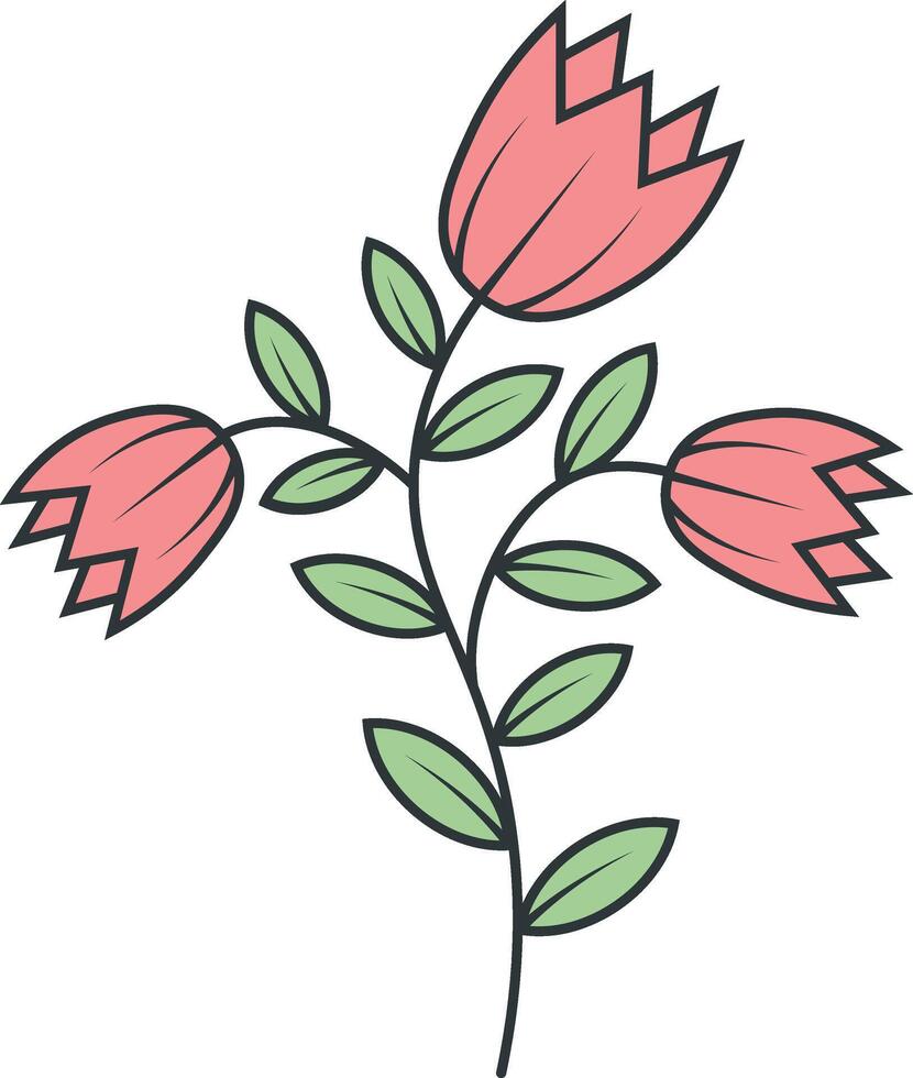 Hand gezeichnet Blumen- botanisch Ast. isoliert auf Weiß Hintergrund. isoliert Illustration. vektor
