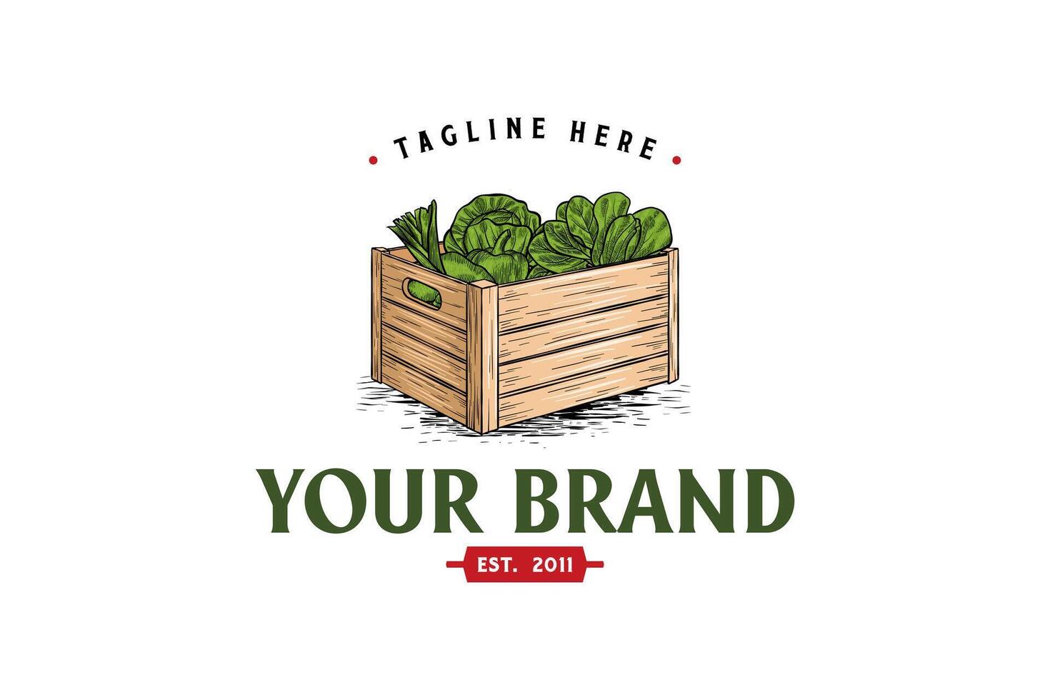 hand dragen vegetabiliska låda illustration logotyp vektor