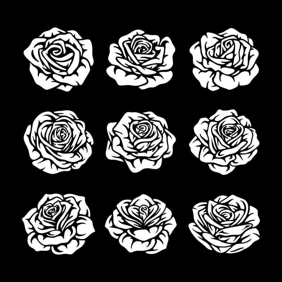 Rosen Silhouetten Blume Satz. Blume Silhouette. Illustration vektor