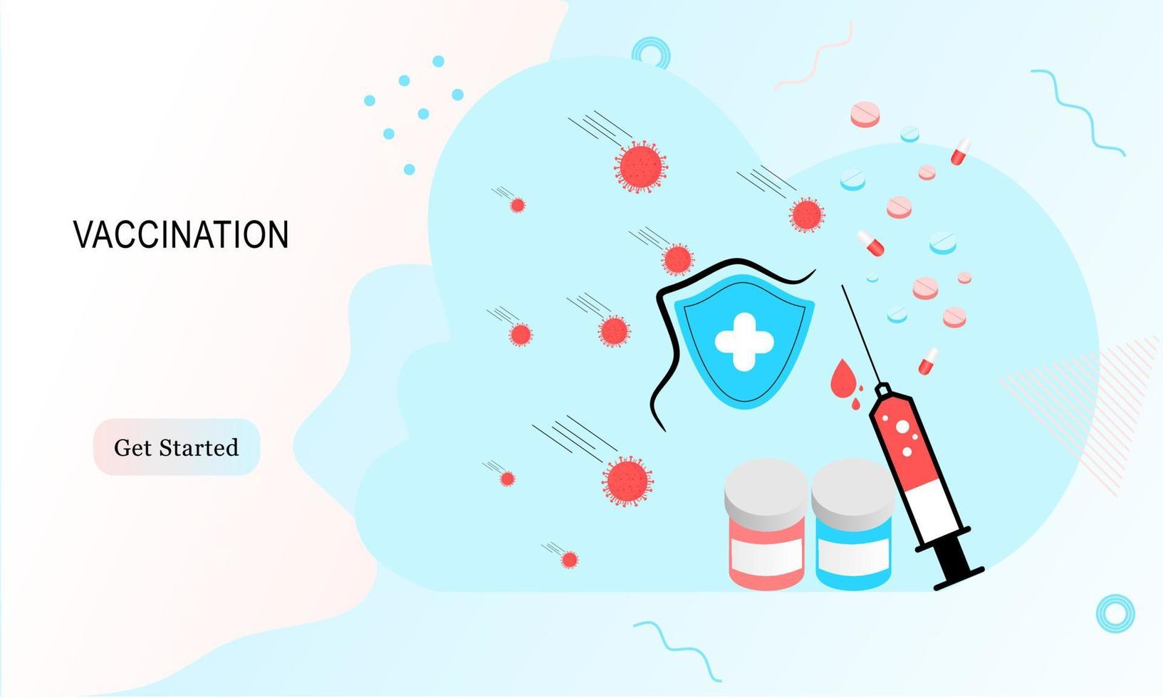 målsidan för vaccinationswebbplatsen. vaccinationskampanj. hälsovård och skydd. isometrisk medicinsk behandling. platt vektorillustration för tapeter, banderoll, bakgrund, kort, bokillustration vektor