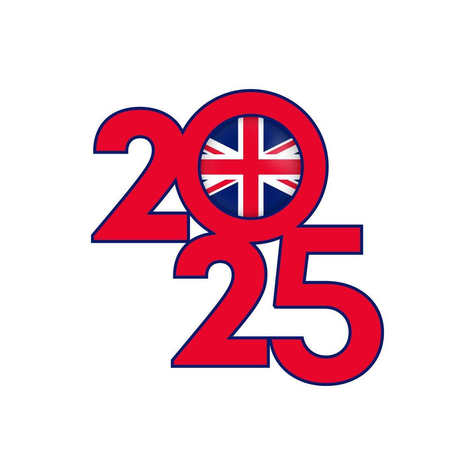 2025 Banner mit Vereinigtes Königreich Flagge innen. Illustration. vektor