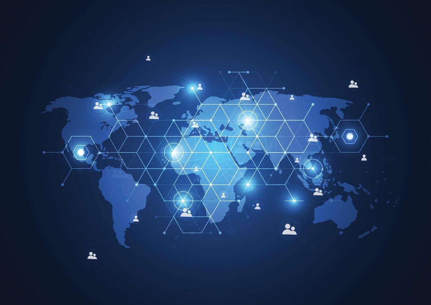 global nätverk förbindelse. värld Karta punkt och linje sammansättning begrepp av global företag vektor