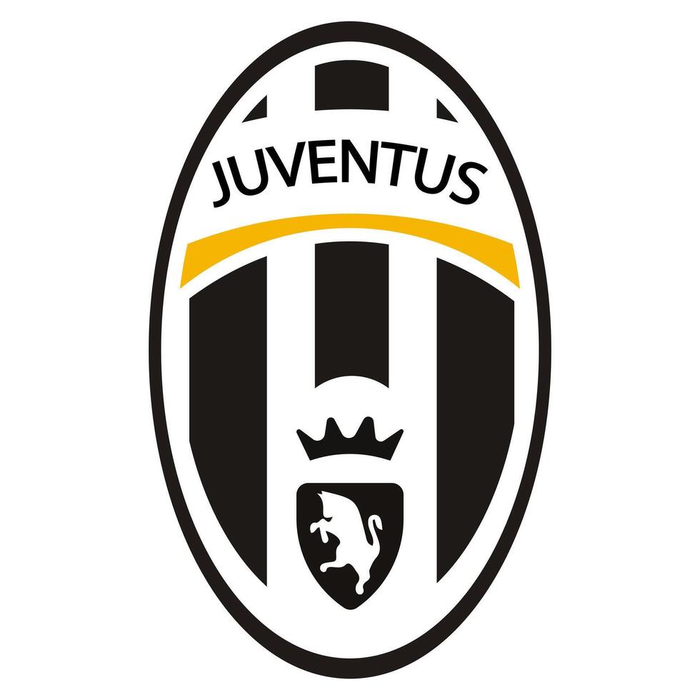 juventus fc Emblem auf ikonisch schwarz und Weiß Hintergrund. legendär Fußball Verein, Italienisch Serie A, ikonisch Kamm und Farben. redaktionell vektor