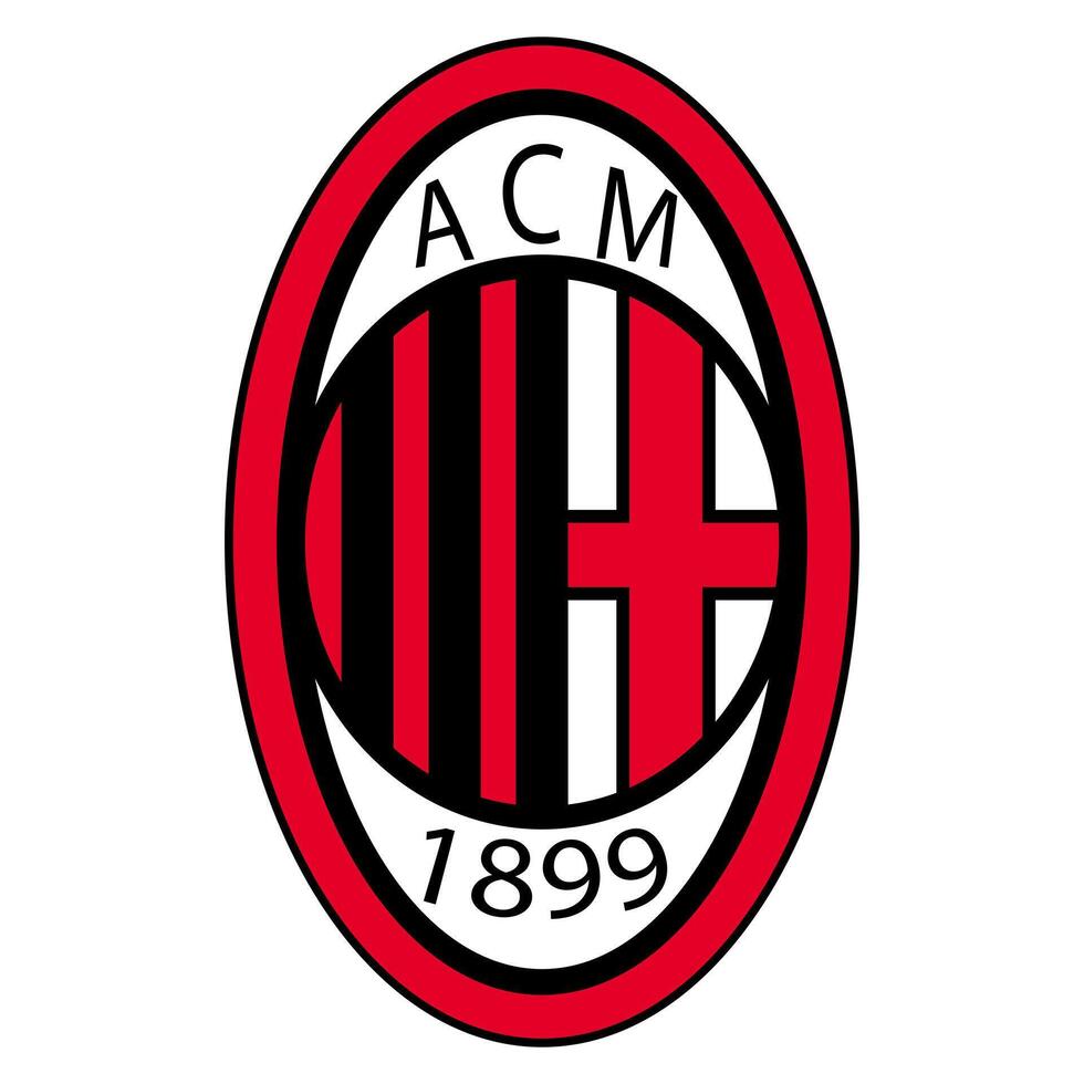 ac Mailand fc Emblem auf ikonisch rot und schwarz Hintergrund. legendär Italienisch Fußball Verein, Serie A, ikonisch Kamm. redaktionell vektor