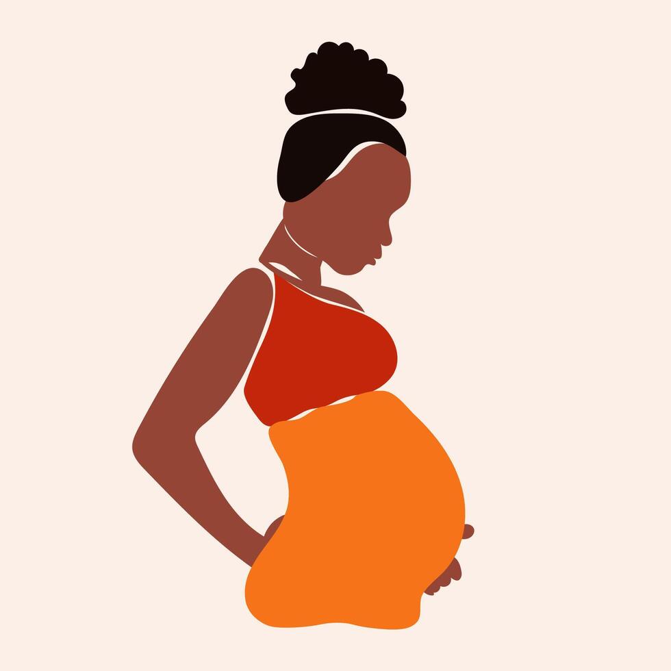 schwanger gesichtslos Afroamerikaner Frau vektor