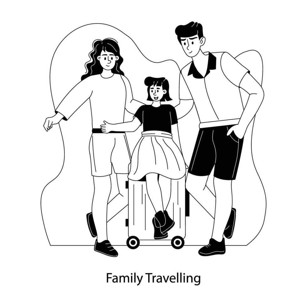 modisch Familie Reisen vektor