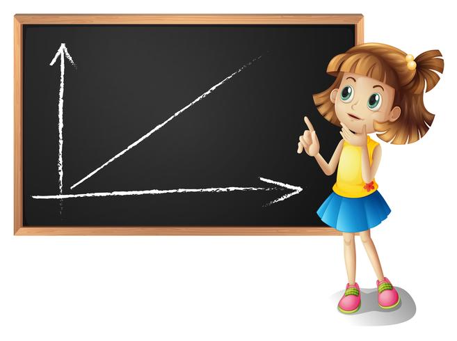 Kleines Mädchen, das Diagrammproblem löst vektor