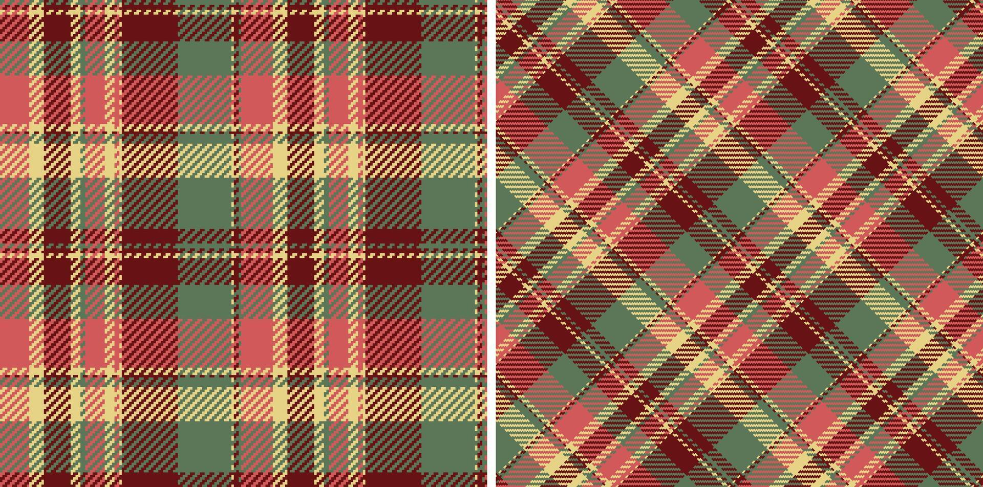 nahtlos Hintergrund Stoff von Textil- prüfen Textur mit ein Tartan Muster Plaid. einstellen im Essen Farben zum geometrisch Design Muster. vektor