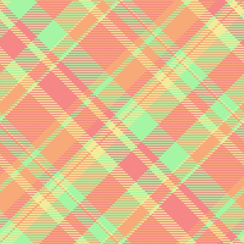 Pastell- Stoff Tartan Hintergrund, Indien nahtlos Textur. Identität Plaid Muster prüfen Textil- im Orange und rot Farben. vektor