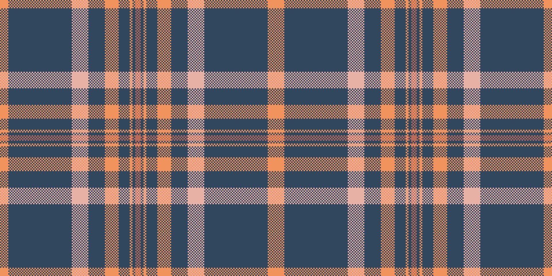 breit Muster Textur Hintergrund, 60er Jahre nahtlos Plaid überprüfen. Band Textil- Tartan Stoff im cyan und Orange Farben. vektor