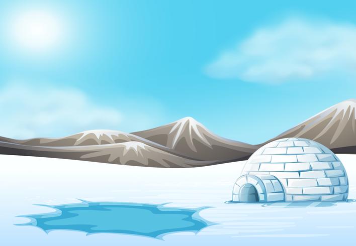 Nordpol und Iglu-Landschaft vektor