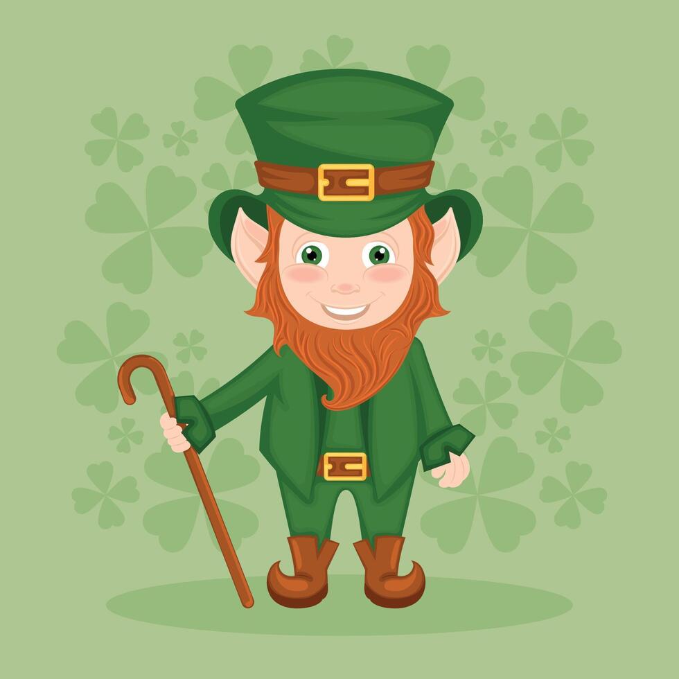 st Patricks Tag irisch Elf Charakter Karikatur vektor