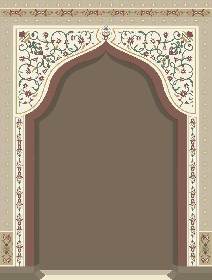 Mogul inspiriert Moschee Tür Illustration mit kompliziert Motive vektor