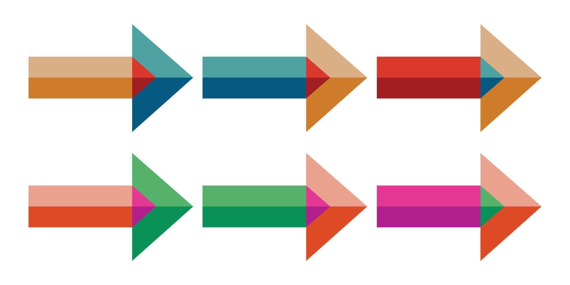 Pfeil multi Farbe Symbol Richtung Zeiger isoliert auf Weiß Hintergrund zum Hintergrund Design. vektor