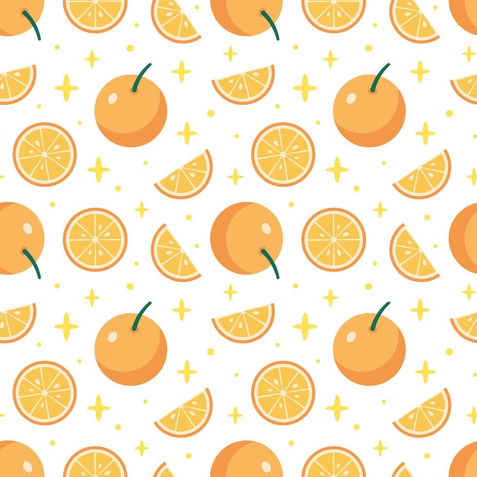 süß Orange Obst nahtlos Muster im Karikatur Stil. Hand gezeichnet Karikatur Orange Illustration Textur. Zitrusfrüchte Muster zum Kinder Kleidung. vektor