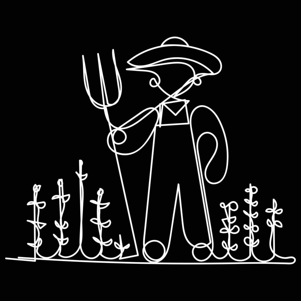 jordbrukare med växt minimal design hand dragen ett linje stil teckning, jordbrukare med växt ett linje konst kontinuerlig teckning, jordbrukare med växt enda linje konst vektor