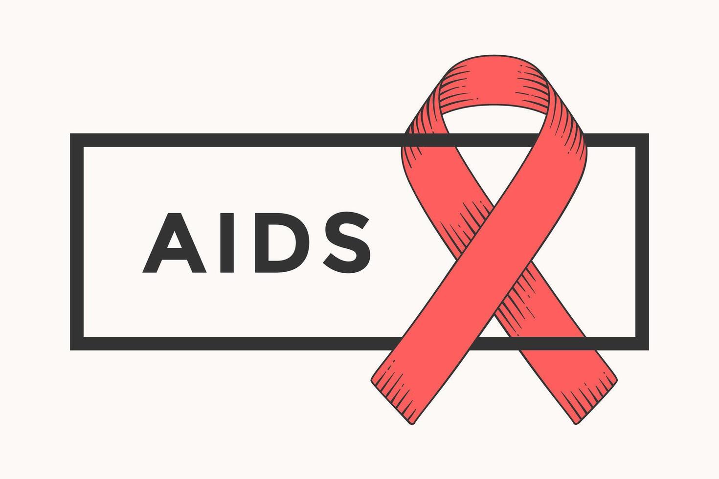 Poster und Banner mit Text AIDS und rot Band vektor