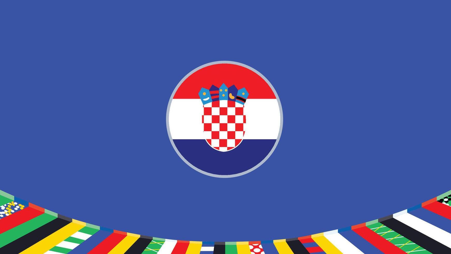 Kroatien Emblem Flagge europäisch Nationen 2024 Teams Länder europäisch Deutschland Fußball Symbol Logo Design Illustration vektor