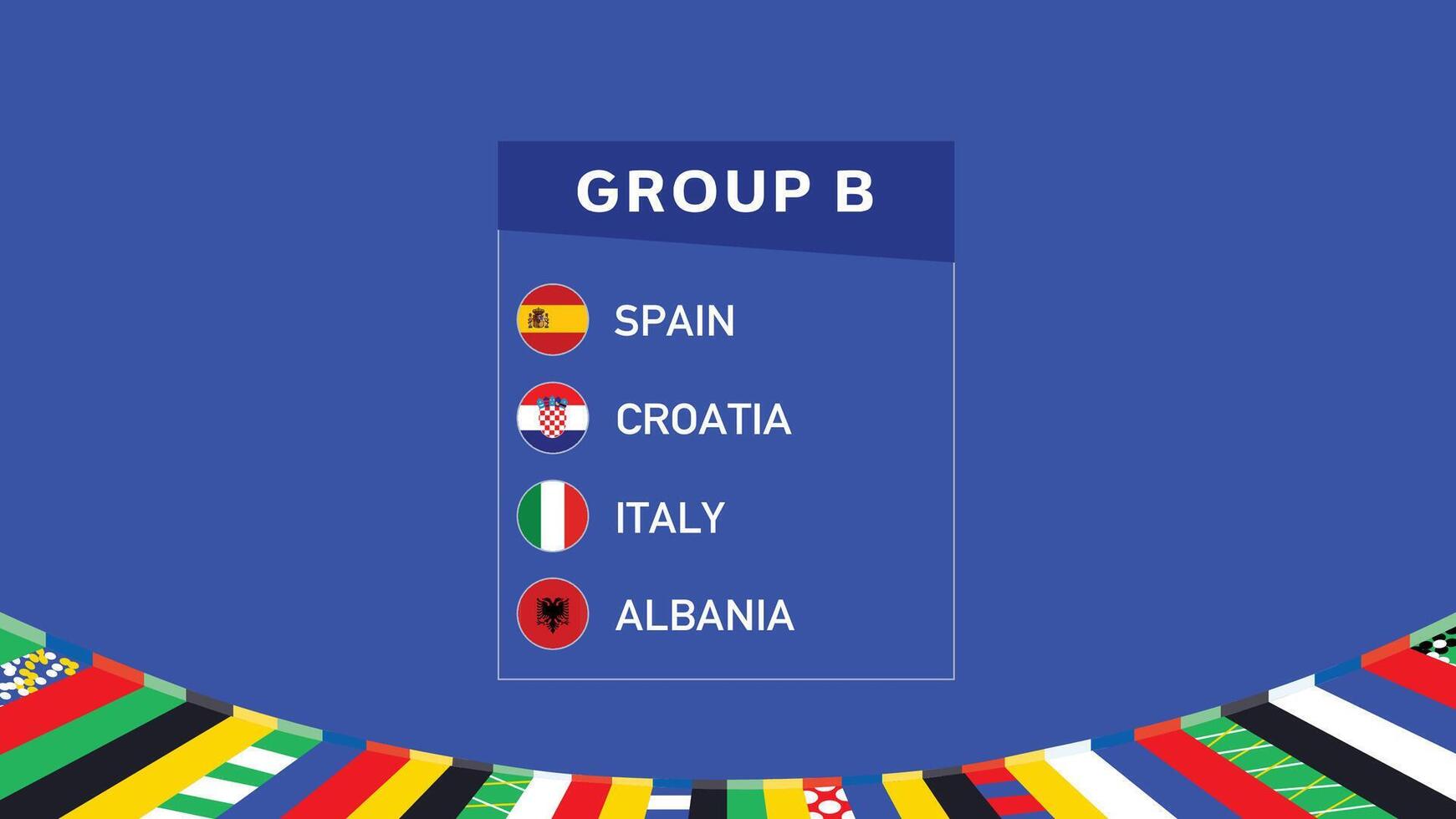 europäisch Nationen 2024 Gruppe b Teams Emblem Design abstrakt Länder europäisch Fußball Symbol Logo Illustration vektor