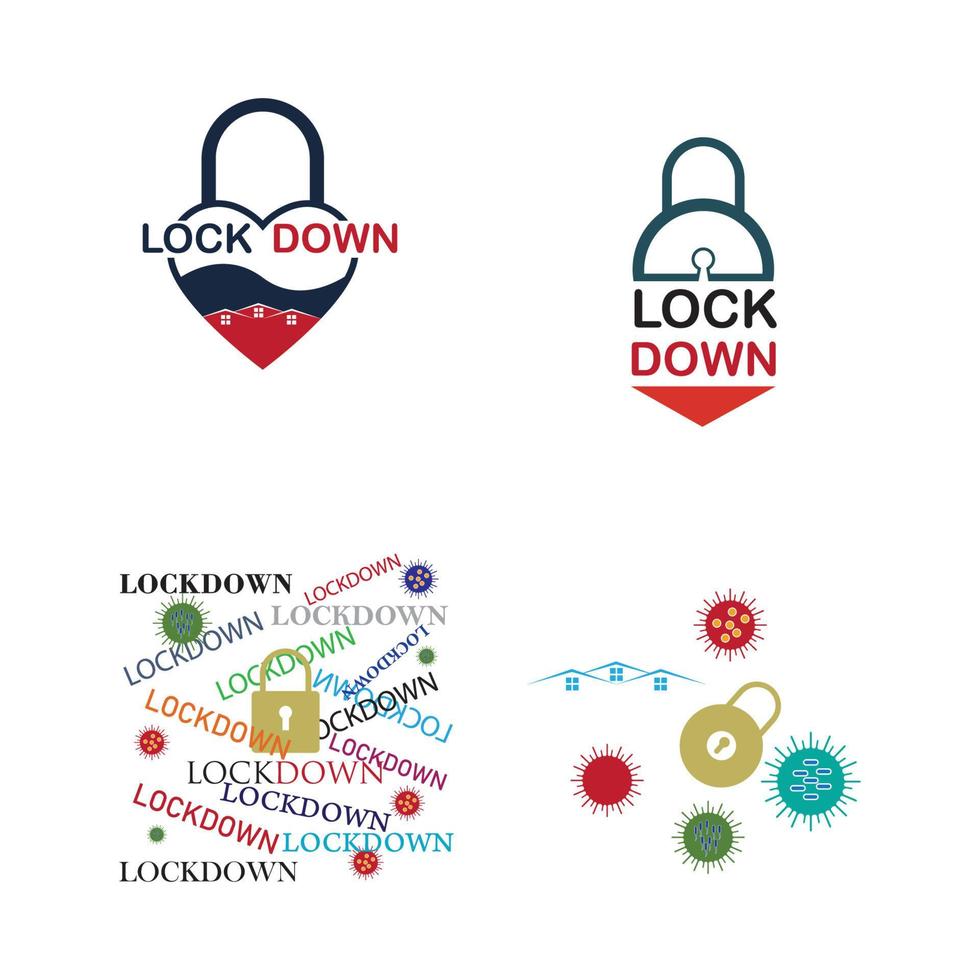 lockdown logotyp vektor illustration formgivningsmall