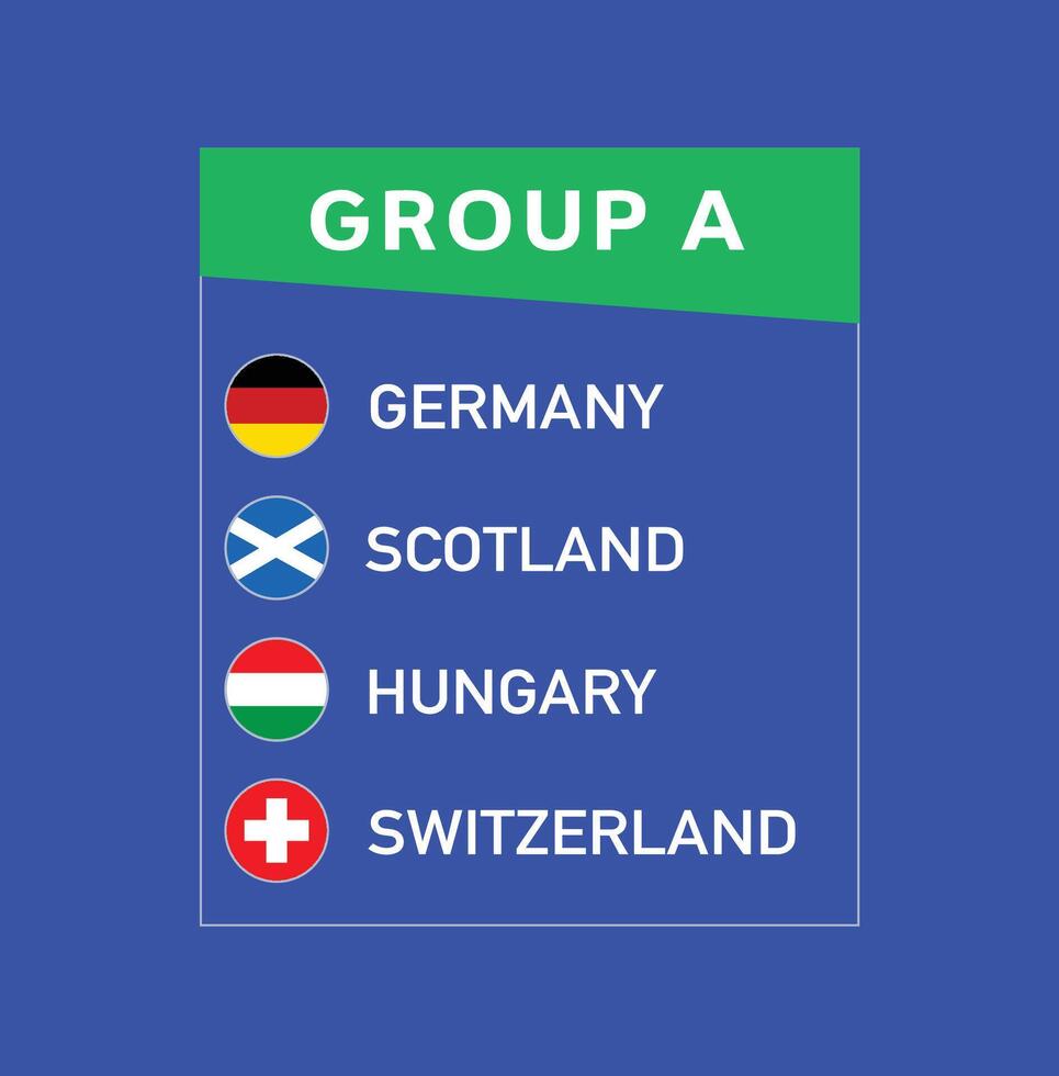 europäisch Nationen 2024 Gruppe ein Emblem Design abstrakt Teams Länder europäisch Fußball Symbol Logo Illustration vektor