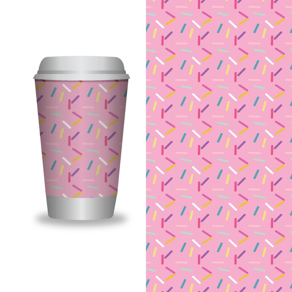 nehmen Weg Kaffee Verpackung Vorlagen und Design Elemente zum Kaffee Geschäfte - - Karton Tasse mit nahtlos Muster. vektor
