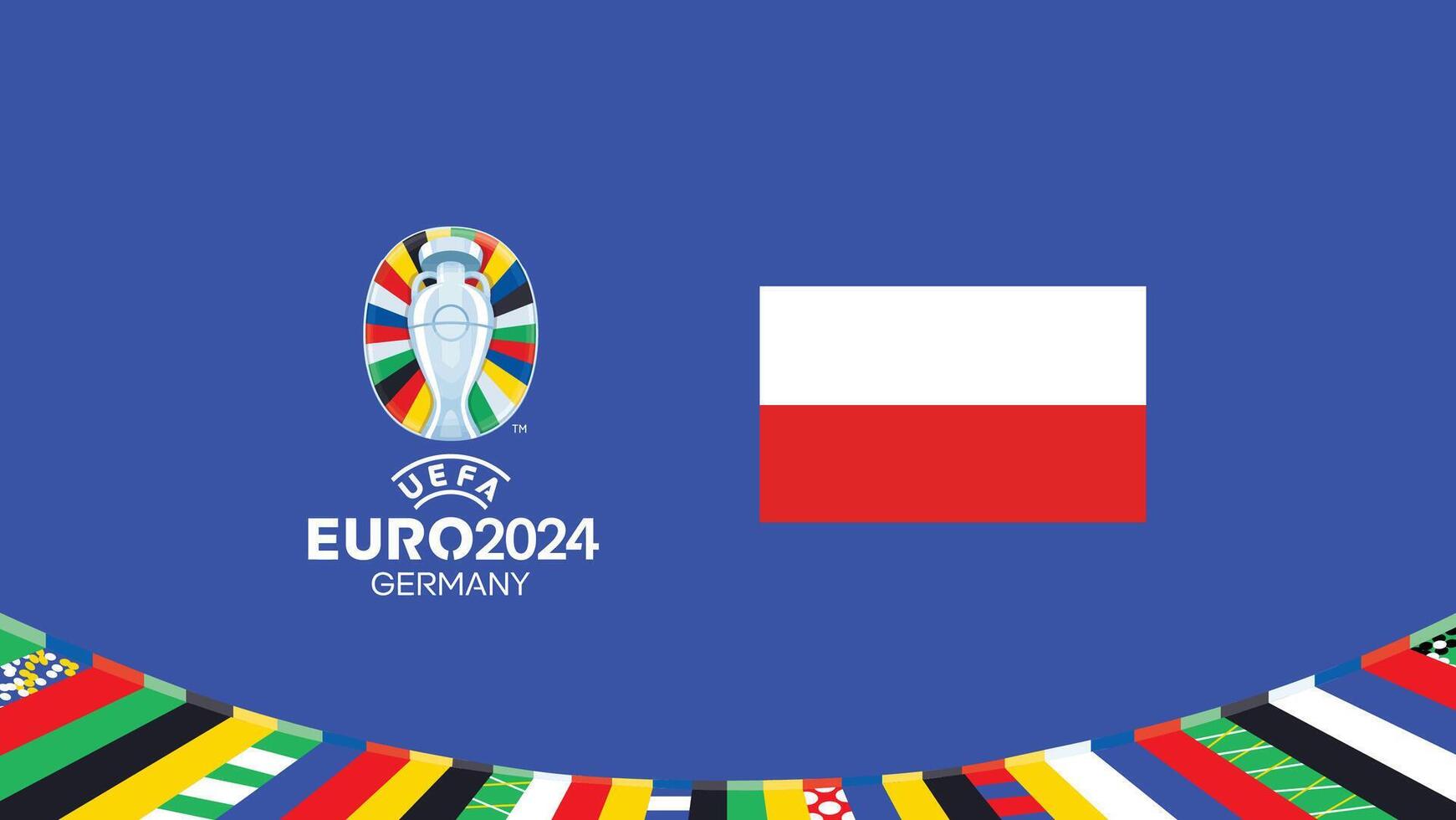 Euro 2024 Polen Emblem Flagge Teams Design mit offiziell Symbol Logo abstrakt Länder europäisch Fußball Illustration vektor