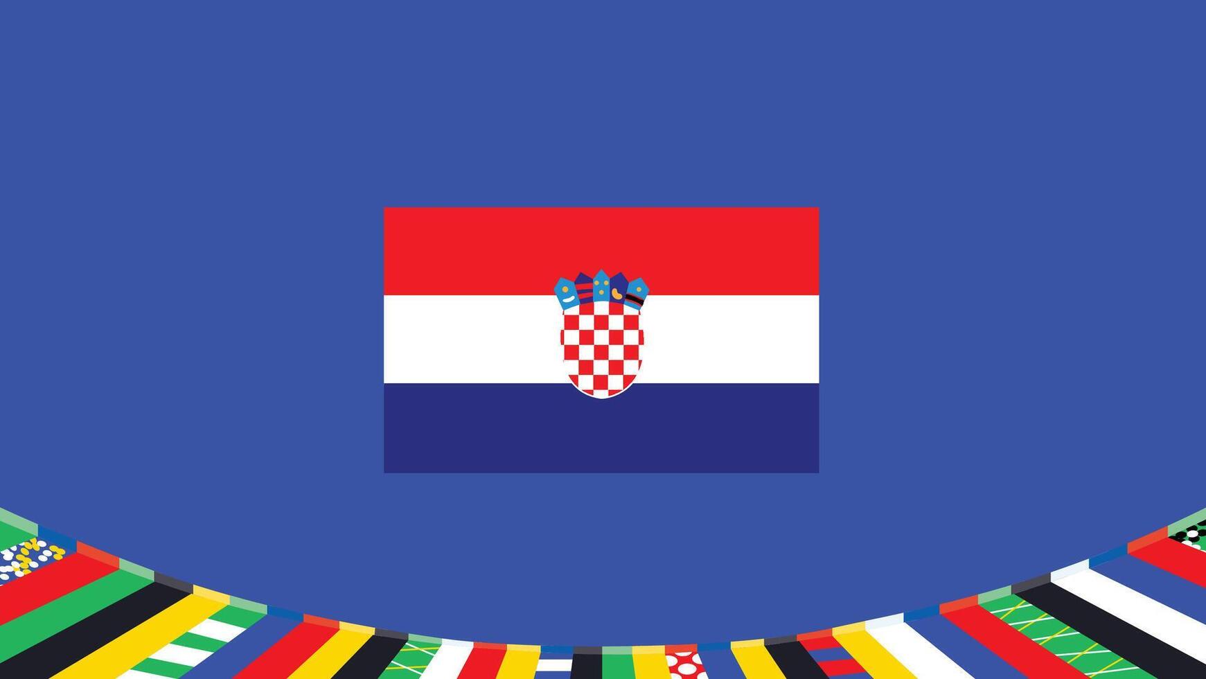 Kroatien Flagge Symbol europäisch Nationen 2024 Teams Länder europäisch Deutschland Fußball Logo Design Illustration vektor