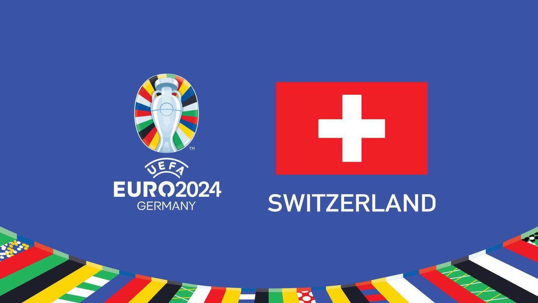 Euro 2024 Schweiz Emblem Flagge Teams Design mit offiziell Symbol Logo abstrakt Länder europäisch Fußball Illustration vektor