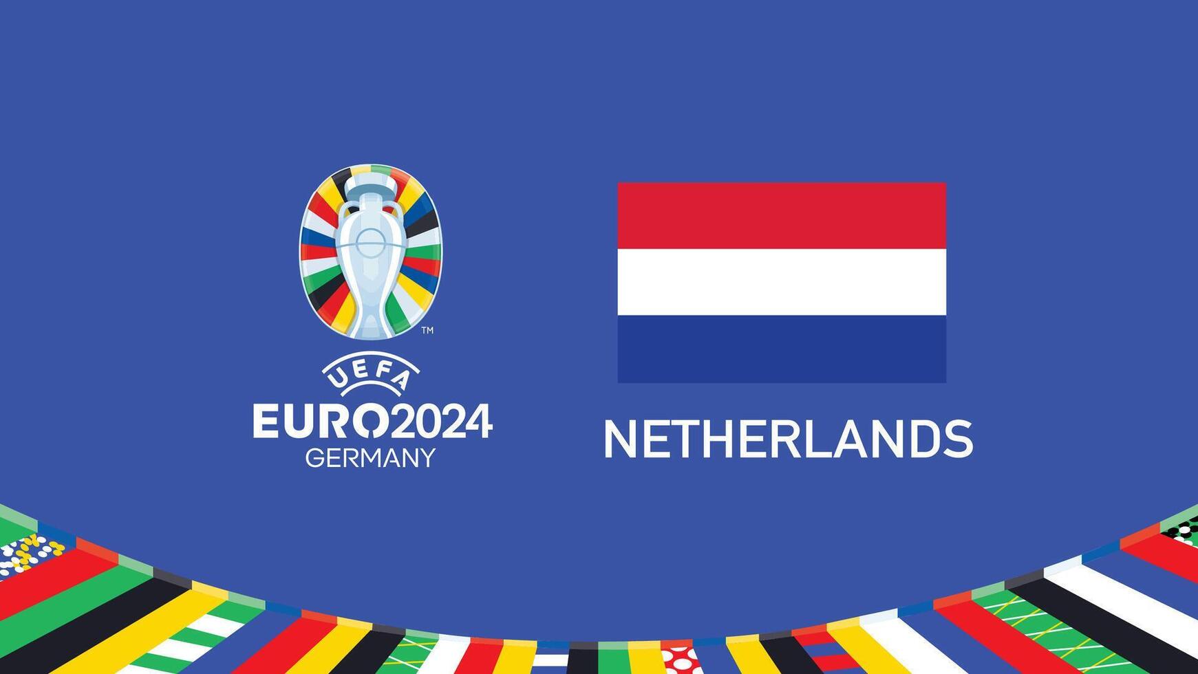 Euro 2024 Niederlande Emblem Flagge Teams Design mit offiziell Symbol Logo abstrakt Länder europäisch Fußball Illustration vektor
