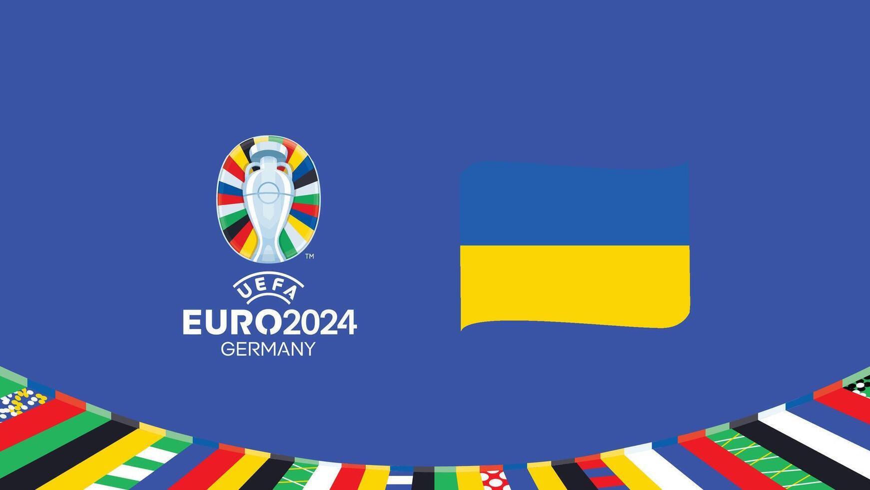 Euro 2024 Ukraine Emblem Band Teams Design mit offiziell Symbol Logo abstrakt Länder europäisch Fußball Illustration vektor