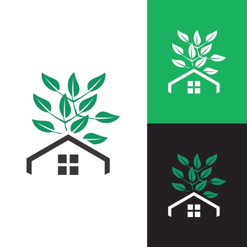 modern minimalistisch Garten Haus Logo zum Landschaftsbau, Rasen Pflege Geschäft, Unternehmen, Händler, usw. vektor