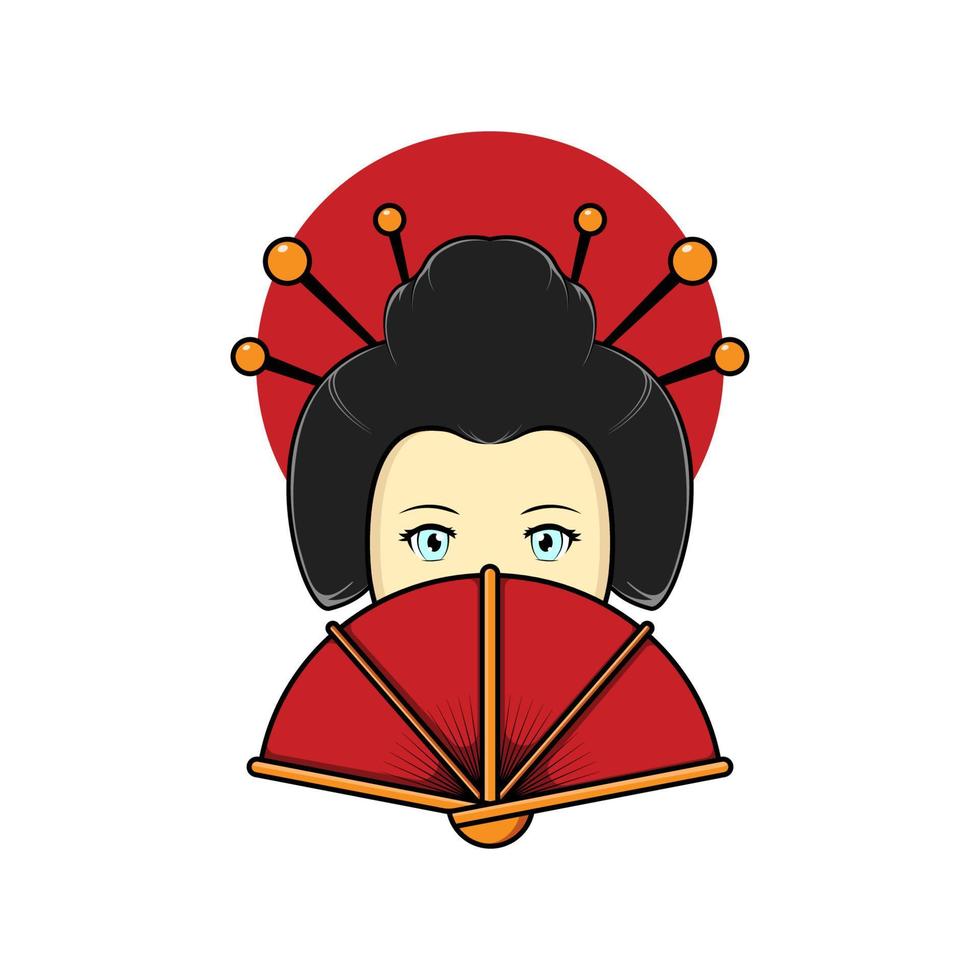 japanische geisha mit sensu fan illustration vektor