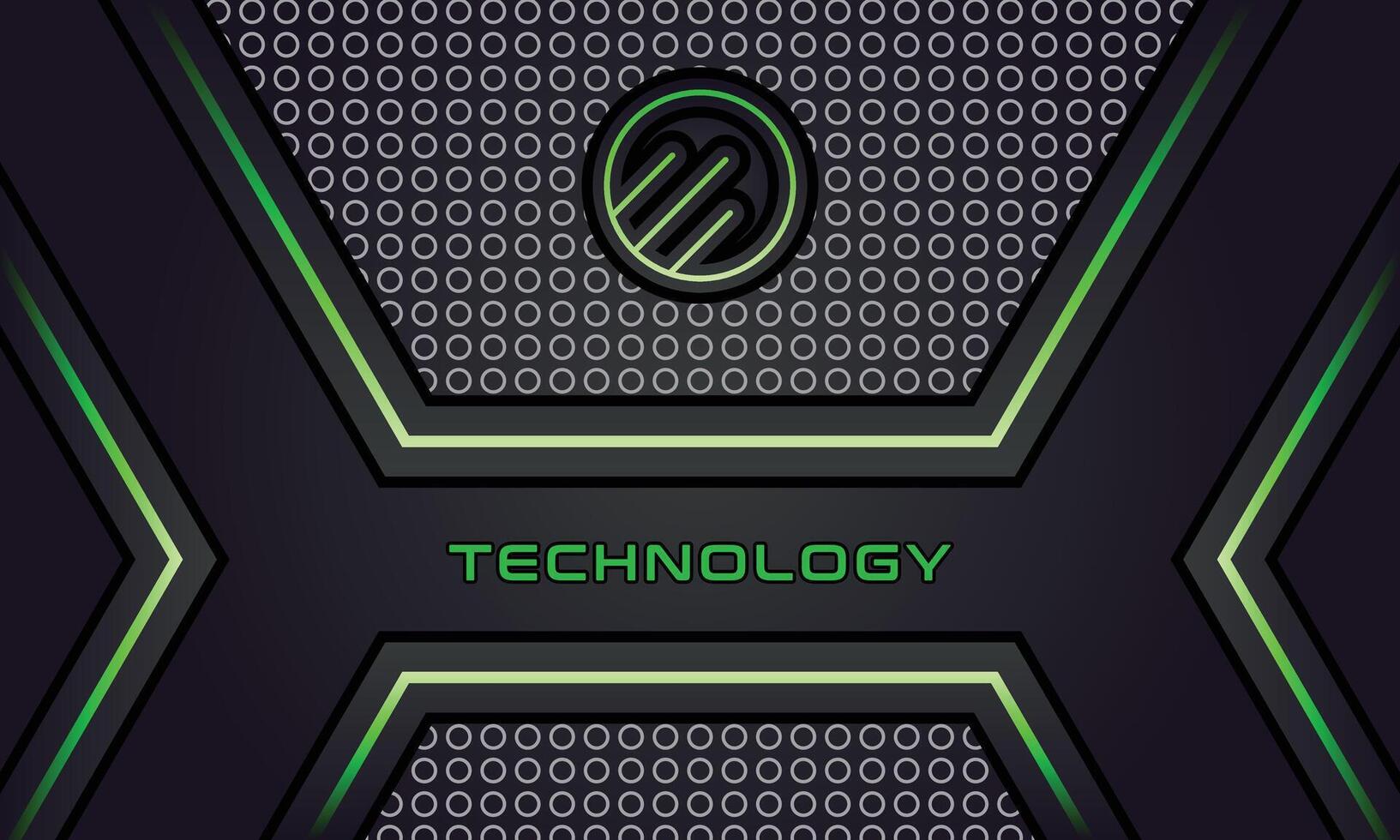 dunkel Grün metallisch Technologie Hintergrund Vorlage mit Technologie Logo vektor