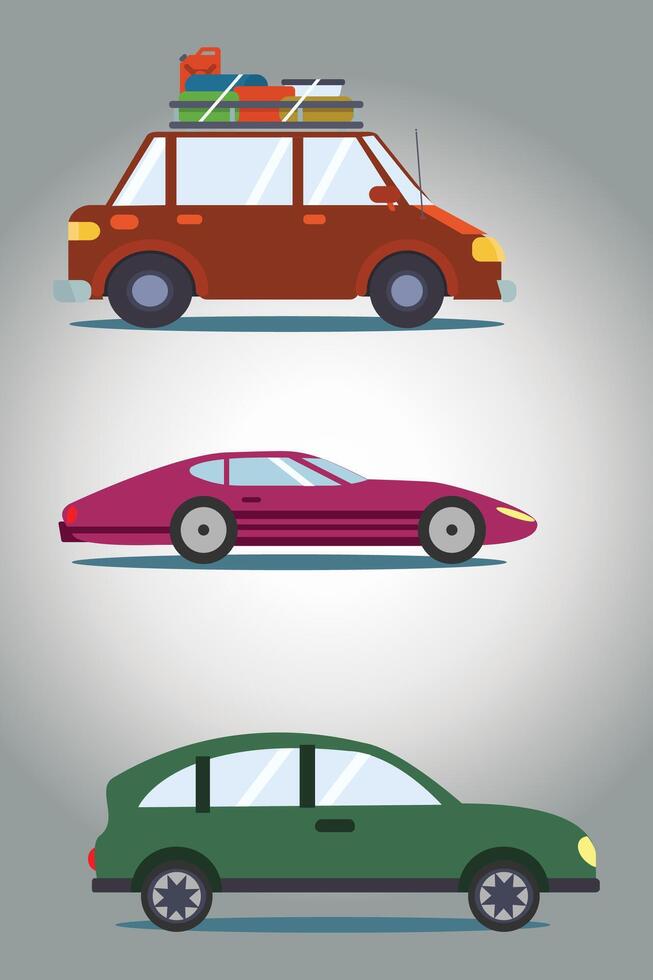 platt bilar uppsättning. taxi, urban, stad bilar och fordon transport. platt ikoner. vektor