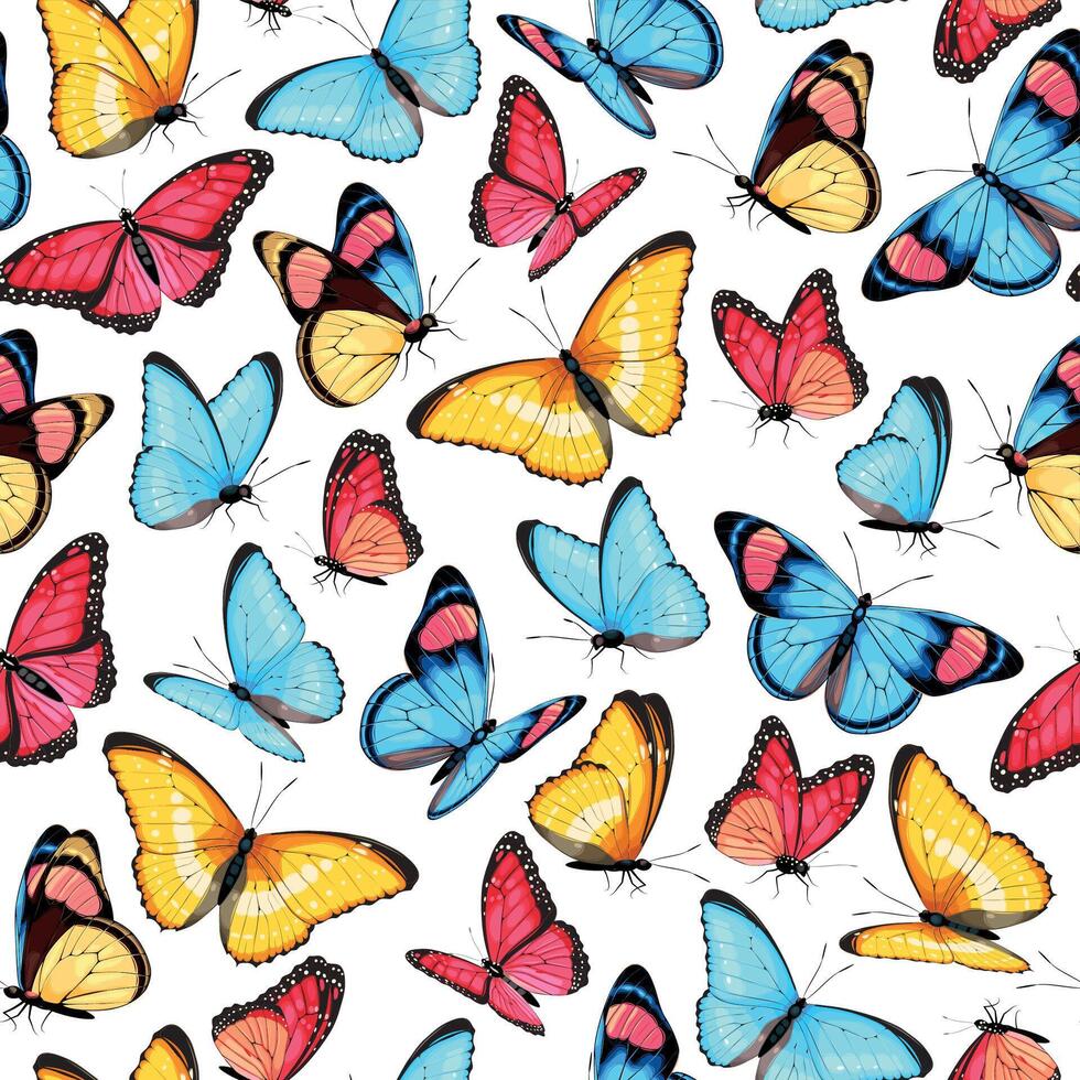 nahtlos Muster mit hoch detailliert tropisch Schmetterlinge vektor