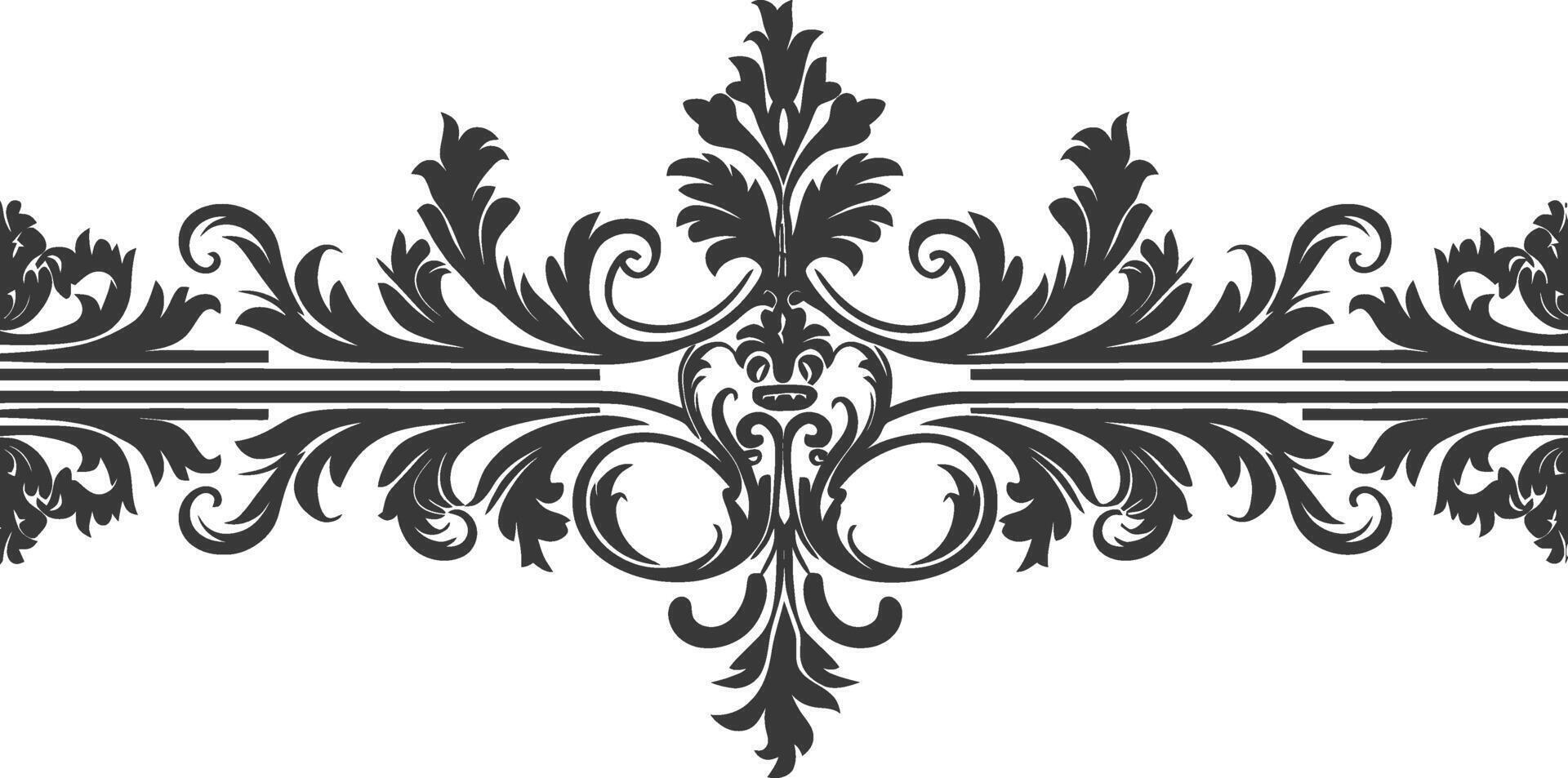 Silhouette horizontal Linie Teiler mit Barock Ornament schwarz Farbe nur vektor