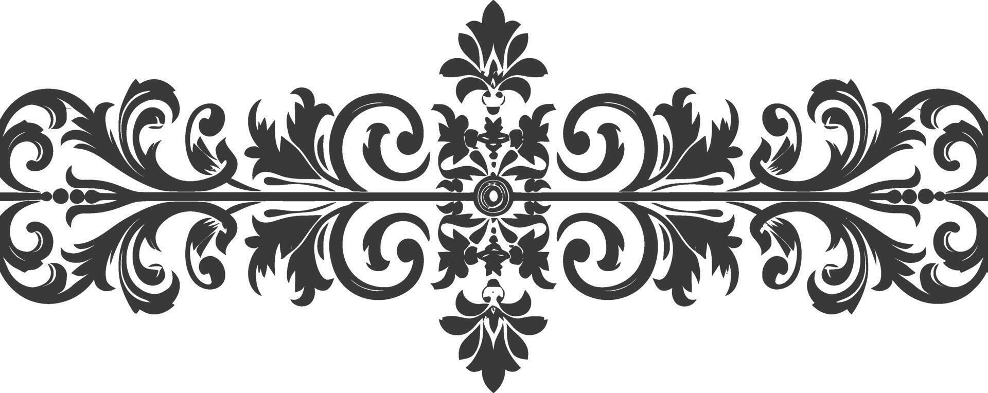 Silhouette horizontal Linie Teiler mit Barock Ornament schwarz Farbe nur vektor