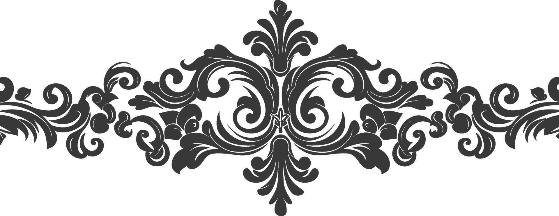 Silhouette horizontal Linie Teiler mit Barock Ornament schwarz Farbe nur vektor