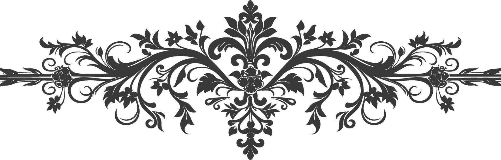 Silhouette horizontal Linie Teiler mit Barock Ornament schwarz Farbe nur vektor