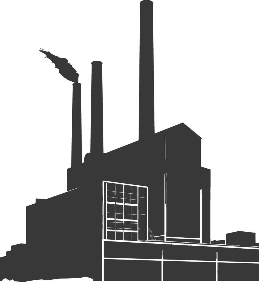 Silhouette industriell Gebäude Fabrik schwarz Farbe nur vektor